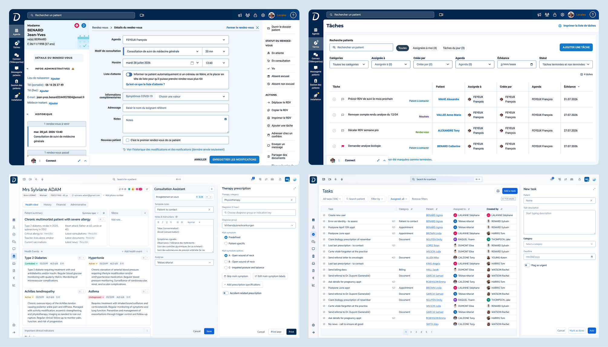 Top: the initial interfaces. Bottom: the same interfaces using the new framework
